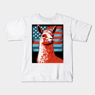 Abstract pop art style portrait of patriot llama Kids T-Shirt